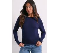 Petite Navy Crew Neck Button Cuff Jumper Dorothy Perkins Navy L