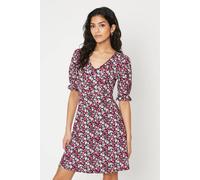 Dorothy Perkins Petite Pink Ditsy Short Sleeve Jersey Mini Dress, 10, Pink