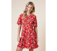 Dorothy Perkins Women's Petite Red Floral Angel Sleeve Mini Dress in Pink | Size: 14 Dorothy Perkins Pink 14
