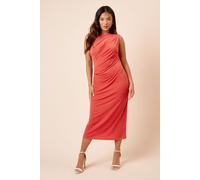 Dorothy Perkins Petite Ruched Side Slinky Jersey Midi Dress, 10, red