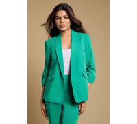 Dorothy Perkins Women's Petite Ruched Sleeve Blazer in Green | Size: 10 Dorothy Perkins Green 10