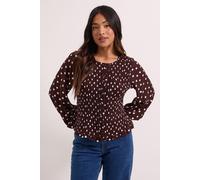 Dorothy Perkins Women's Petite Shirred Bodice Button Through Top in Burgundy | Size: 10 Dorothy Perkins Burgundy 10