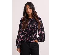 Dorothy Perkins Women's Petite Shirred Bodice Button Through Top in Pink | Size: 14