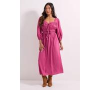 Petite Shirred Bodice Tie Detail Sweetheart Midi Dress Dorothy Perkins Rose 6