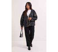 Dorothy Perkins Women's Petite Short Collarless Animal Print Coat in Blue | Size: 12 Dorothy Perkins Blue 12