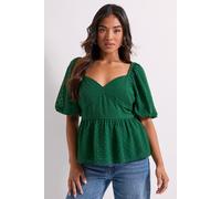 Petite Sweetheart Tie Back Puff Sleeve Top Dorothy Perkins Green 10
