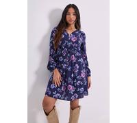 Dorothy Perkins Women's Petite V Neck Smock Blouson Sleeve Printed Mini Dress in Floral | Size: 6 Dorothy Perkins Floral 6