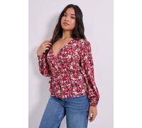 Dorothy Perkins Women's Petite Wrap Front Frill Detail Printed Blouse | Size: 8