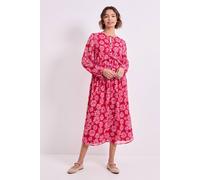 Dorothy Perkins Women's Pink Daisy Tie Neck Frill Detail Trapeze Printed Midi Dress | Size: 8 Dorothy Perkins Pink 8