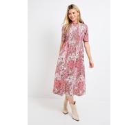 Dorothy Perkins Women's Pink Paisley Shirred Bodice Drop Waist Midi Dress | Size: 10 Dorothy Perkins Pink 10