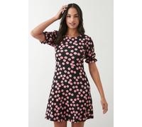 Dorothy Perkins Women's Pink Spot Short Sleeve Mini Dress in Black | Size: 14 Dorothy Perkins Black 14