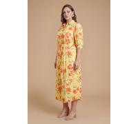 Dorothy Perkins Women's Plus Floral Midi Shirt Dress in Yellow | Size: 20 Dorothy Perkins Yellow 20