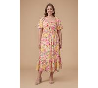 Dorothy Perkins Women's Plus Floral Poplin Twist Front Midi Dress in Pink | Size: 28 Dorothy Perkins Pink 28