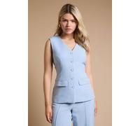 Dorothy Perkins Women's Pocket Detail Longline Button Up Waistcoat in Pale Blue | Size: 16 Dorothy Perkins Pale Blue 16