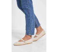 Dorothy Perkins Women's Poppy Faux Suede MaryJane Buckle Ballet Pumps Flat in Beige | Size: 3