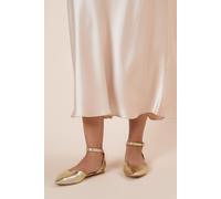 Dorothy Perkins Women's Poppy Pointed Ankle Strap Ballet Pumps in Gold | Size: 3 Dorothy Perkins Gold 3
