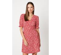 Dorothy Perkins Women's Red Ditsy V Neck Short Sleeve Mini Dress | Size: 10 Dorothy Perkins Red 10