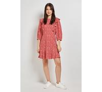 Dorothy Perkins Women's Red Heart Lace Trim Tie Back Printed Mini Dress | Size: 8 Dorothy Perkins Red 8