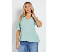 Dorothy Perkins Women's Relaxed Collar Shirt With Tab Sleeve in Sage | Size: 8 Dorothy Perkins Sage 8