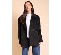 Dorothy Perkins Women's Relaxed Fit Double Breasted Coat in Black | Size: 14