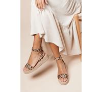 Dorothy Perkins Women's Riva Faux Suede Leopard Ankle Strap Medium Espadrille Wedge Sandals | Size: 8 Dorothy Perkins Leopard 8
