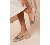 Dorothy Perkins Women's Riva Faux Suede Strap Medium Espadrille Wedge Sandals in Khaki | Size: 7 Dorothy Perkins Khaki 7