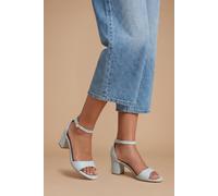 Dorothy Perkins Women's Rory Block Heel 2 Part Faux Leather Sandals in Blue | Size: 4 Dorothy Perkins Blue 4