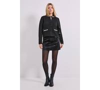 Dorothy Perkins Women's Sequin Collar Knitted Cardigan Sweater in Black | Size: Large