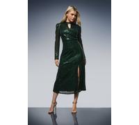 Dorothy Perkins Women's Sequin Keyhole Midi Dress in Green | Size: 8
