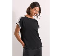 Womens Short Sleeve T-Shirt Sequin Blouse Black 18