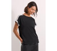 Dorothy Perkins Women's Short Sleeve T-Shirt Sequin Blouse in Black | Size: 8 Dorothy Perkins Black 8