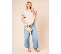 Dorothy Perkins Women's Short Sleeve T-Shirt Sequin Blouse in Blush | Size: 12 Dorothy Perkins Blush 12