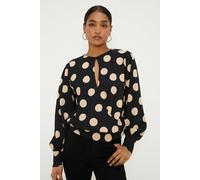 Spot Key Hole Wrap Long Sleeve Top Dorothy Perkins Mono S