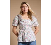 Dorothy Perkins Women's Square Neck Ruffle Peplum Printed Top in Floral | Size: 16 Dorothy Perkins Floral 16