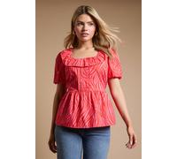 Dorothy Perkins Women's Square Neck Ruffle Peplum Printed Top in Zebra | Size: 10 Dorothy Perkins Zebra 10