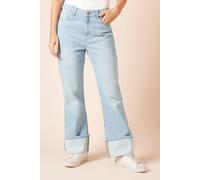 Dorothy Perkins Straight Jean with Turn Up, 12, Light wash