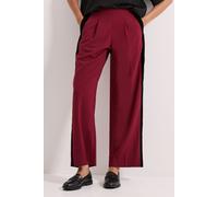 Dorothy Perkins Women's Stripe Detail Belted Straight Leg Trouser in Burgundy | Size: 12 Dorothy Perkins Burgundy 12