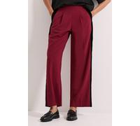 Dorothy Perkins Women's Stripe Detail Belted Straight Leg Trouser in Burgundy | Size: 18