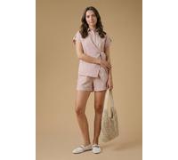 Dorothy Perkins Women's Stripe Elasticated Shorts in Stone | Size: 18 Dorothy Perkins Stone 18