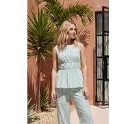 DOROTHY PERKINS Stripe Frill Detail Peplum Printed Shell Top 18