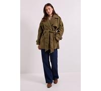 Dorothy Perkins Women's Tab Detail Belted Coat in Khaki | Size: 16 Dorothy Perkins Khaki 16