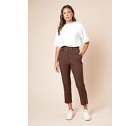 Dorothy Perkins Women's Tab Detail Capri Trouser in Chocolate | Size: 8 Dorothy Perkins Chocolate 8