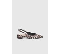 Dorothy Perkins Women's Tamara Low Block Heel Slingback Pointed Ballerinas in Leopard | Size: 3