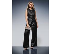 Dorothy Perkins Women's Textured Satin Longline Waistcoat in Black | Size: 8
