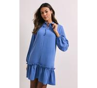 Dorothy Perkins Women's Tie Neck Collar Detail Shift Mini Dress in Blue | Size: 12