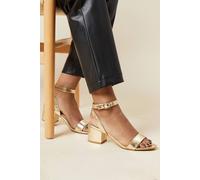 Dorothy Perkins Women's Tommi Barely There Mid Block Heel Sandals in Gold | Size: 3
