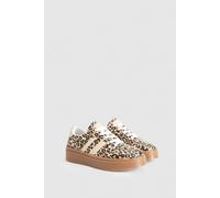 Dorothy Perkins Women's Tony Faux Leather Leopard Print Lace Up Chunky Trainers Flat | Size: 6