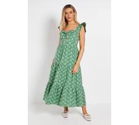 Dorothy Perkins Twist Front Tiered Detail Embroidered Maxi Dress, 16, Bright Green