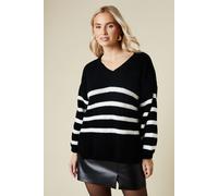 Dorothy Perkins Women's V Neck Jumper in Mono | Size: Small Dorothy Perkins Mono S