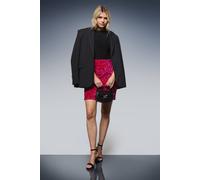 Dorothy Perkins Women's Velvet Sequin Mini Skirt in Hot Pink | Size: 14 Dorothy Perkins Hot Pink 14